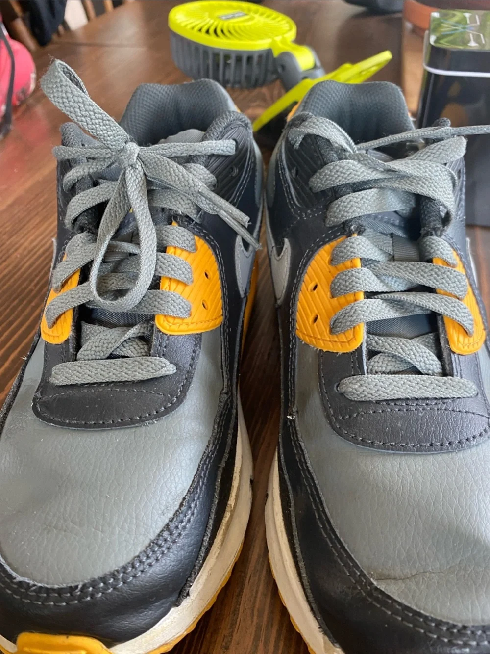Nike Kids Gray and Yellow Low-Top Sneakers